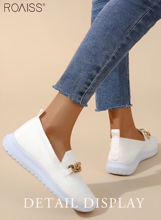 roaiss Women Stylish Slip on Shoes, Low Top Shoes with Mesh Upper, Casual Versatile Flat Shoes for Ladies, Comfy Loafers with Non-slip Soles, Suitable for Daily Wear and Outdoor Activities - Image 3