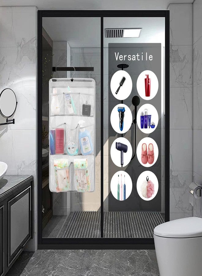 ANZORG Mesh Shower Organizer Hanging Caddy Quick Dry Bathroom Storage for Toiletry Accessories with Rotating Hanger (8 Pockets) - Image 2