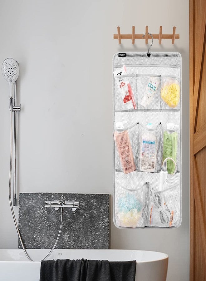 ANZORG Mesh Shower Organizer Hanging Caddy Quick Dry Bathroom Storage for Toiletry Accessories with Rotating Hanger (8 Pockets) - Image 4