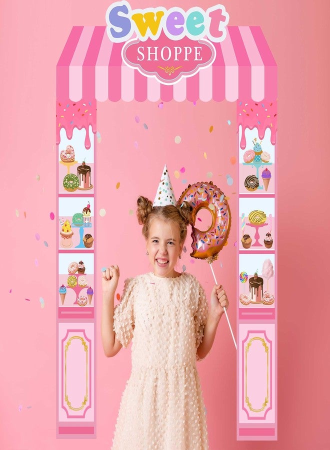 Lofaris 3 Pieces Pink Cute Sweet Shop Banner, Donut Cake Candy Shop Party Decorations, Kids Party Welcome Door Banners Set, Candy Theme Party Supplies for Birthday and Events - Image 5