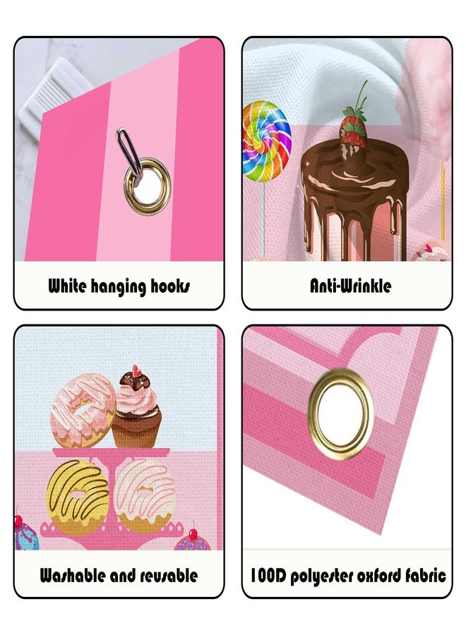 Lofaris 3 Pieces Pink Cute Sweet Shop Banner, Donut Cake Candy Shop Party Decorations, Kids Party Welcome Door Banners Set, Candy Theme Party Supplies for Birthday and Events - Image 4