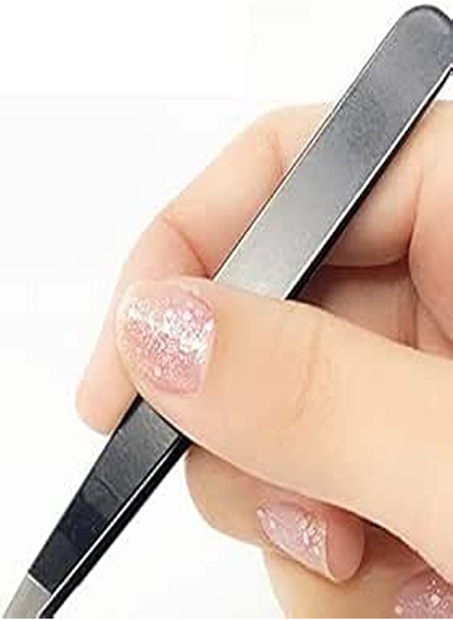 Generic ملقط ذو طرف مستقيم من الفولاذ المقاوم للصدأ لإزالة الشعر وأدوات المكياج - أسود وأزرق ووردي وأرجواني عبوة من 12 قطعة 