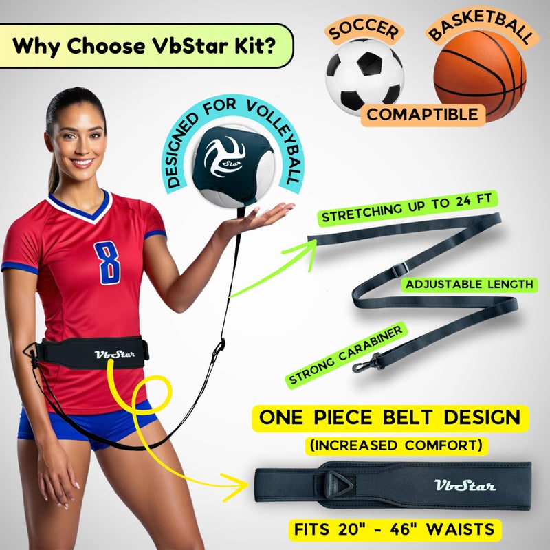 VbStar معدات تدريب الكرة الطائرة VbStar - تدرب على الإرسال، التمرير والضرب بسهولة، مدرب رائع للإرسال والضرب للمبتدئين والمحترفين، هدية مثالية لعشاق الكرة الطائرة - Image 3