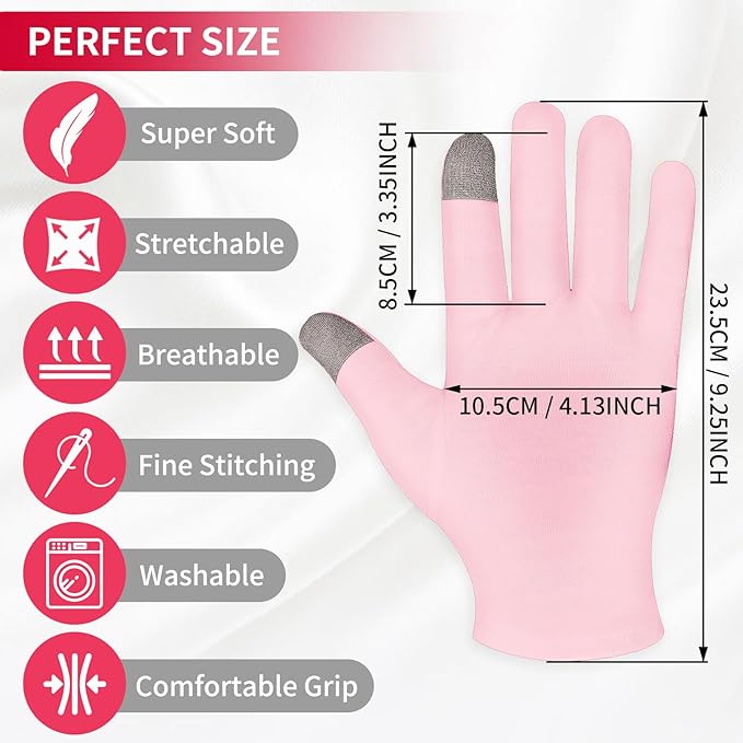 Sibba 2 Pairs Moisturizing Gloves Overnight Touch Screen Gloves White Cotton Gloves for Dry Hands Eczema Hand Spa Treatment Gloves for Repair Rough Cracked Dry Chapped Hands Skin Inspection Gloves - Image 2