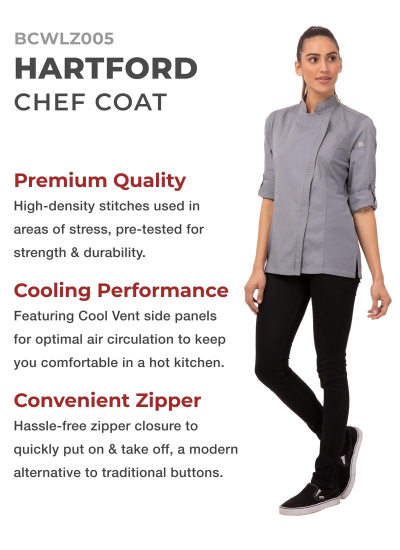 Chef Works Women's Hartford Chef Coat, Grey, X-Large - Image 2