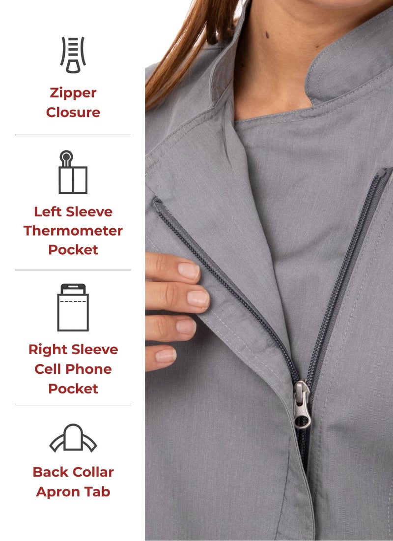 Chef Works Women's Hartford Chef Coat, Grey, X-Large - Image 3