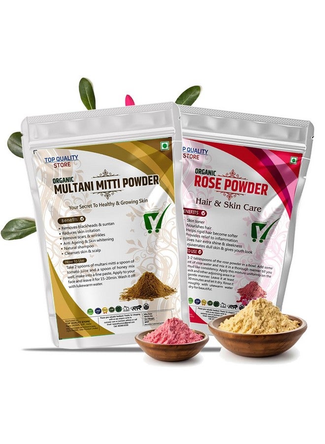 Top Quality Store TQS Organic Pure Rose Petal & Multani Mitti Powder for Glowing Skin - Image 1