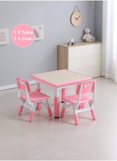 Pink/White (1-Square Table/2-Chair)