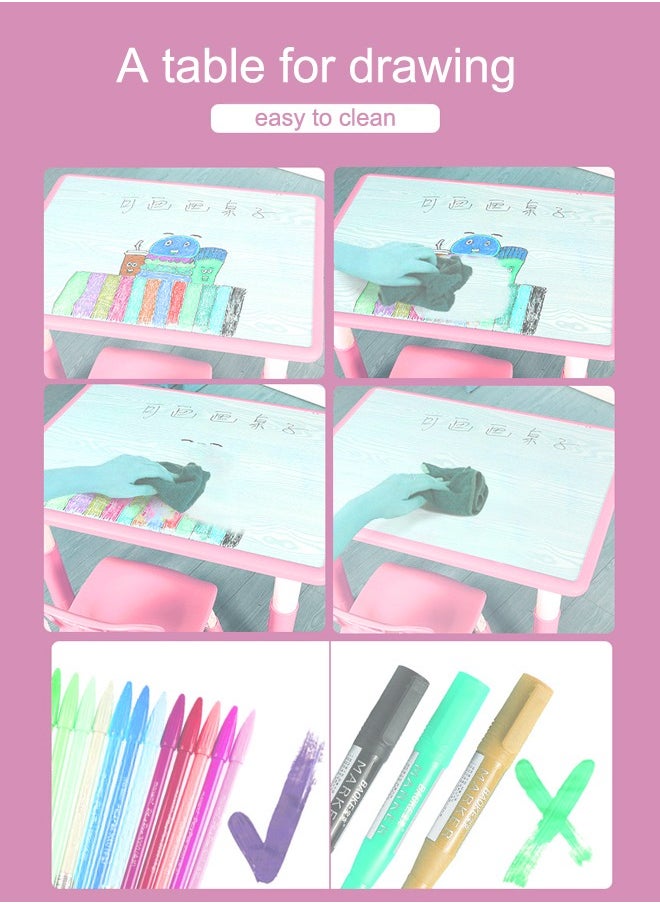 JSAITOYS - 3-Piece Plastic Kids Stable Study Table With Chairs Set Children Activity Desk Chair Sets For Classroom Daycare Home - Image 1