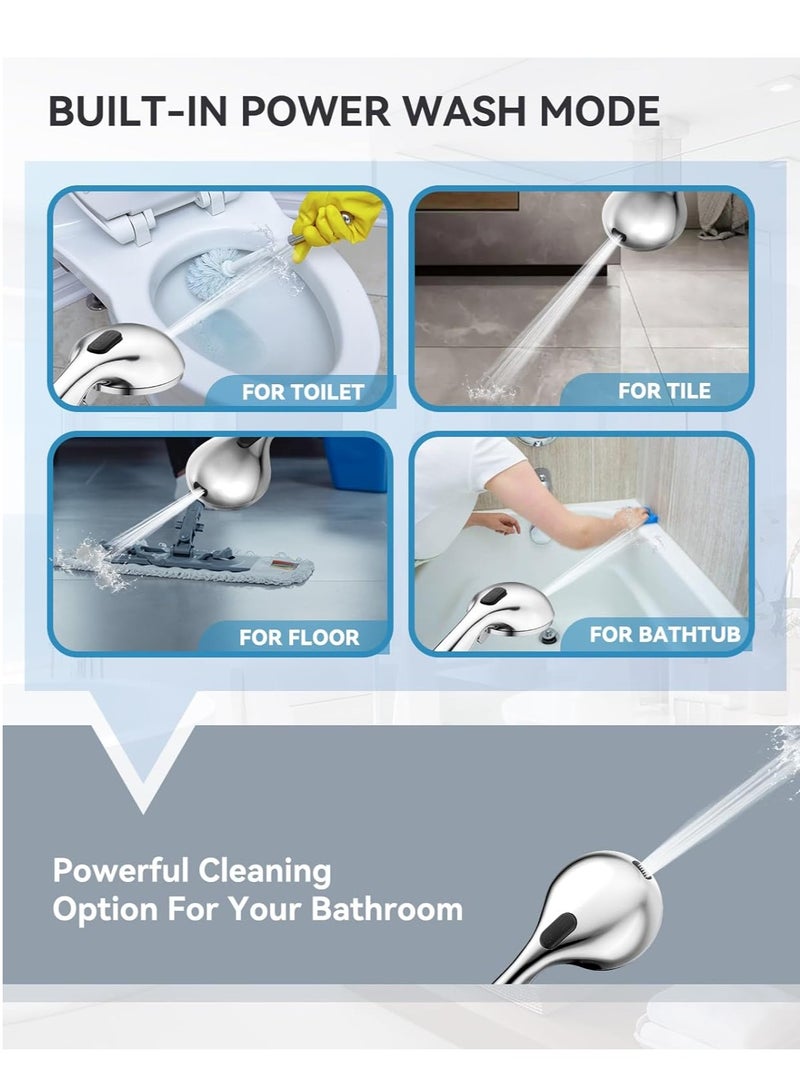 Shower Head with Handheld High Pressure Handheld Shower Head 7 Settings Detachable Shower Head Set with Stainless Steel Hose and Shower Bracket Chrome - Image 2