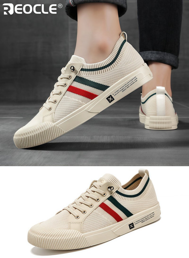 REOCLE Men's Breathable Slip on Casual Sneakers Lightweight Striped Design Round Toe Comfort for Spring Summer Fall Versatile for Sports and Casual Wear - Image 2