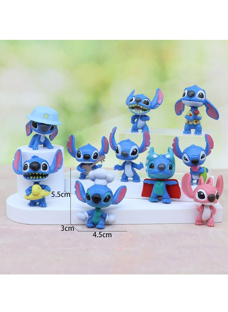 ستيتش 10 قطعة عمل خياطة دمية ، ليلو وخياطة نموذج تمثال دمية ، دمية الكرتون واقعية نموذج الديكور ، عالية الجودة مجموعة الكرتون ، ديكور - Image 2