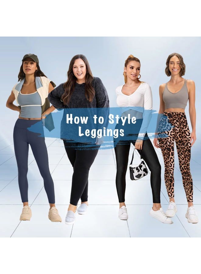 TNNZEET High Waisted Leggings for Women - No See Through Tummy Control Cycling Workout Yoga Pants with Pockets Reg & Plus, Blue-purple, L-XL - Image 4