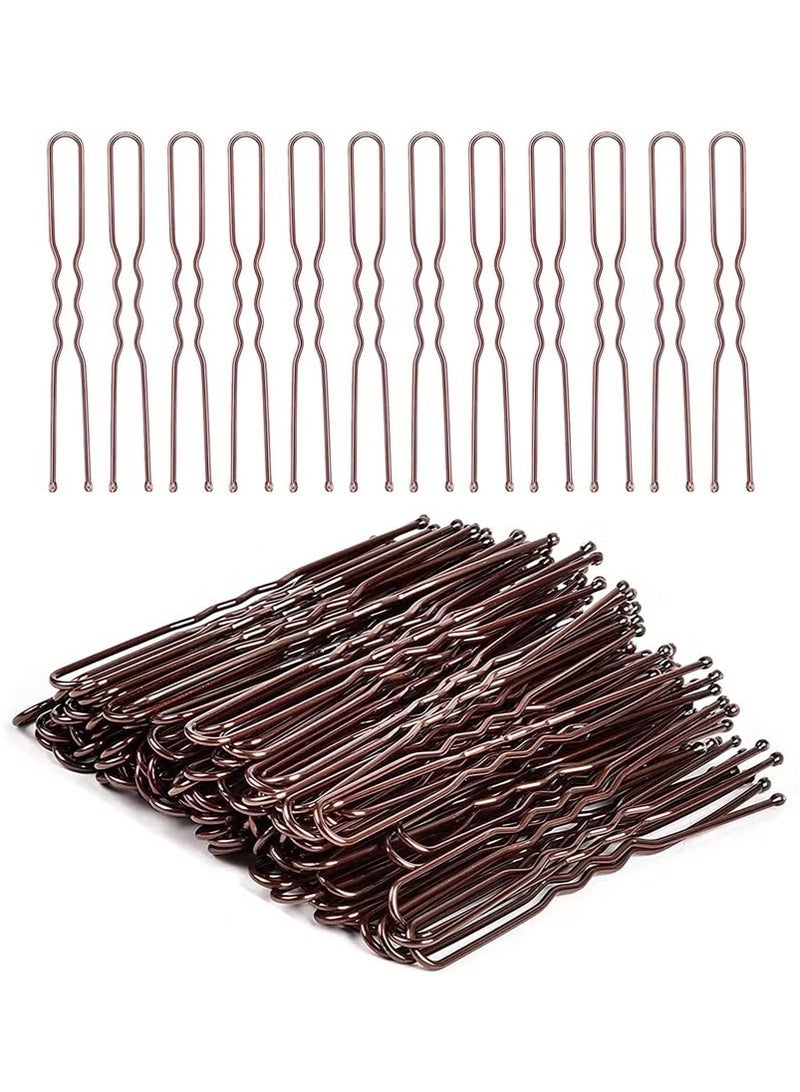 50 Pieces Hair Pins, Bobby Pins U Shape for Women for All Hair Types (6cm) (Brown) - Image 1