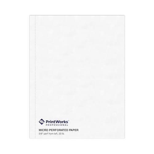 PrintWorks ورق مثقوب عمودي احترافي من PrintWorks 5/8" - 8.5" × 11" - مثالي للكتيبات والفهارس - صنع في الولايات المتحدة الأمريكية - 500 ورقة - 20 رطل - متوافق مع الطابعات - أبيض (04107) - Image 1