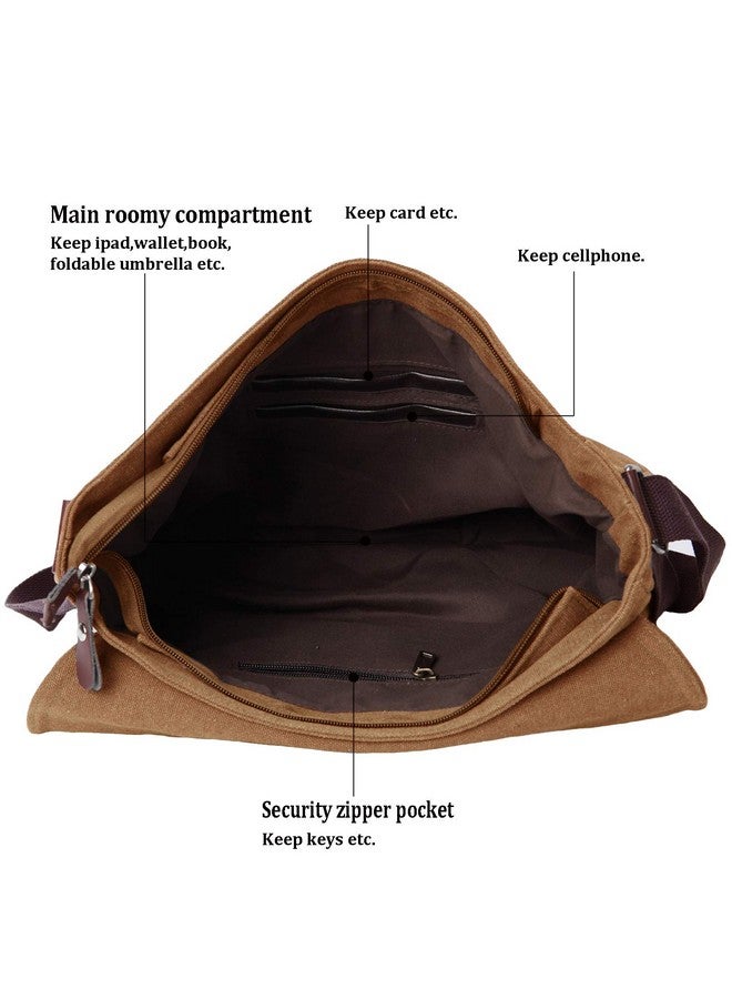 Mactso Vintage Canvas Satchel Messenger Bag for Men Women,Travel Shoulder bag 13.5" Laptop Bags Bookbag (Coffee) - Image 3