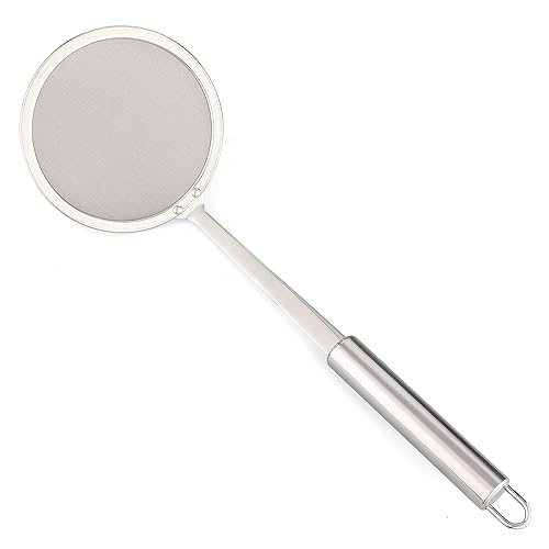 Entisia Good Morning Frying Zara - 1 Pcs Stainless Steel Fine Mesh Food Strainer with Handle, Heat-Resistant Round Oil Filter Grid Spoon, Smallest Deep Frying from Fast Food, Pasta, Noodles (16) - Image 2