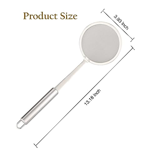 Entisia Good Morning Frying Zara - 1 Pcs Stainless Steel Fine Mesh Food Strainer with Handle, Heat-Resistant Round Oil Filter Grid Spoon, Smallest Deep Frying from Fast Food, Pasta, Noodles (16) - Image 5