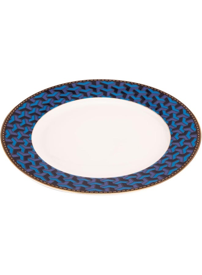AKDC Ceramic Dessert Plate 20Cm X 20Cm X 2Cm White And Blue - Image 1