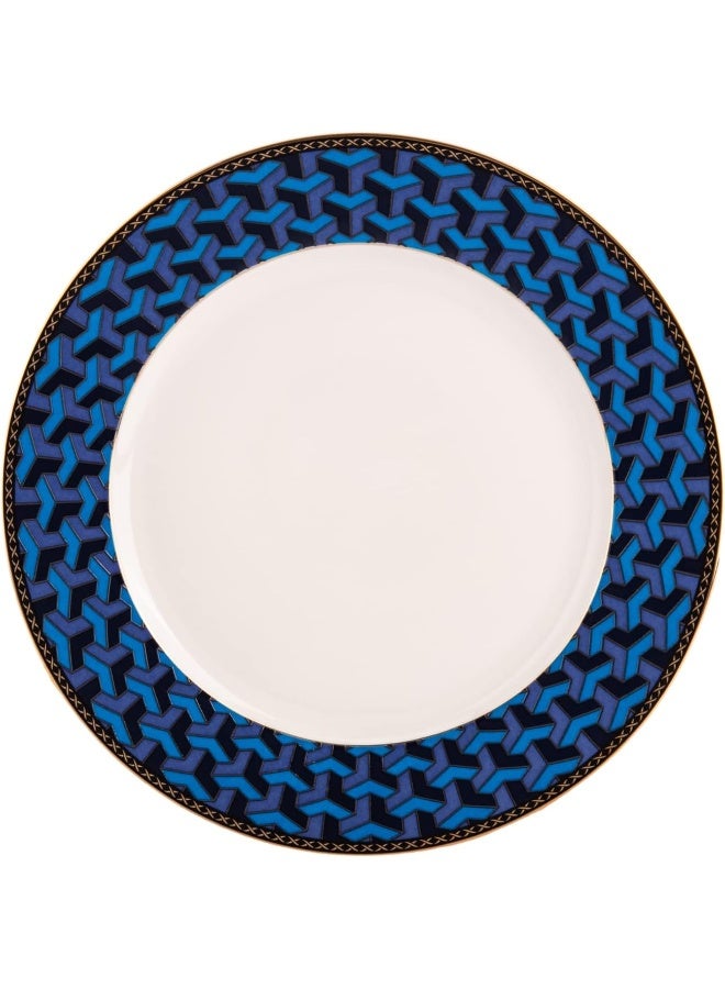 AKDC Ceramic Dessert Plate 20Cm X 20Cm X 2Cm White And Blue - Image 3