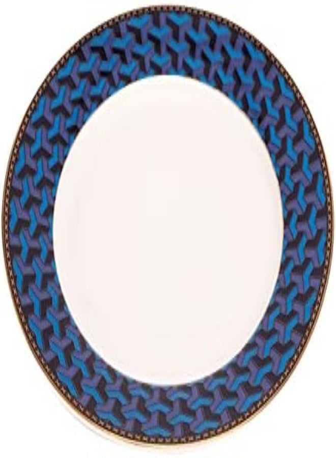 AKDC Ceramic Dessert Plate 20Cm X 20Cm X 2Cm White And Blue - Image 4