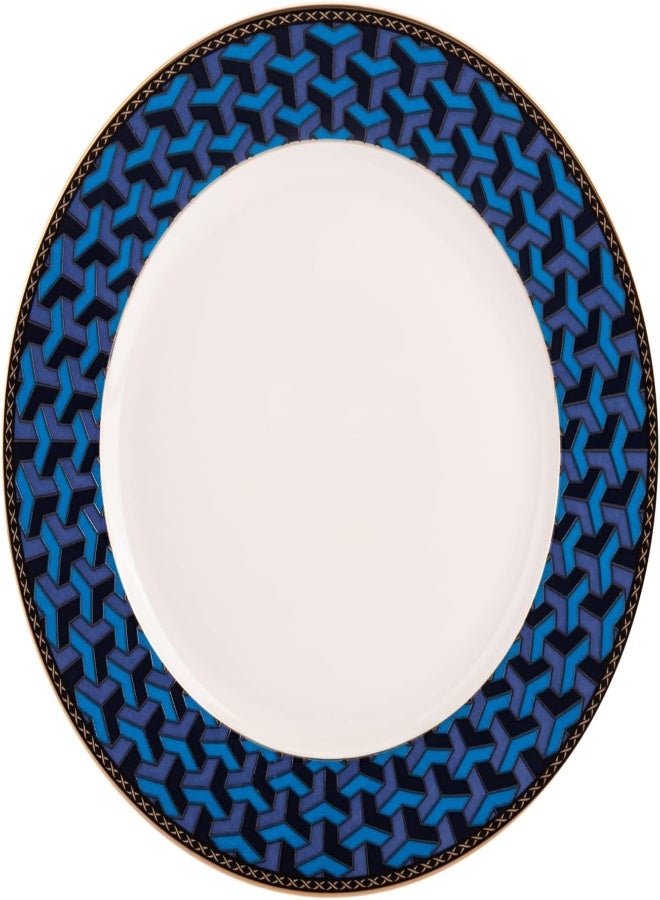 AKDC Ceramic Dessert Plate 20Cm X 20Cm X 2Cm White And Blue - Image 5