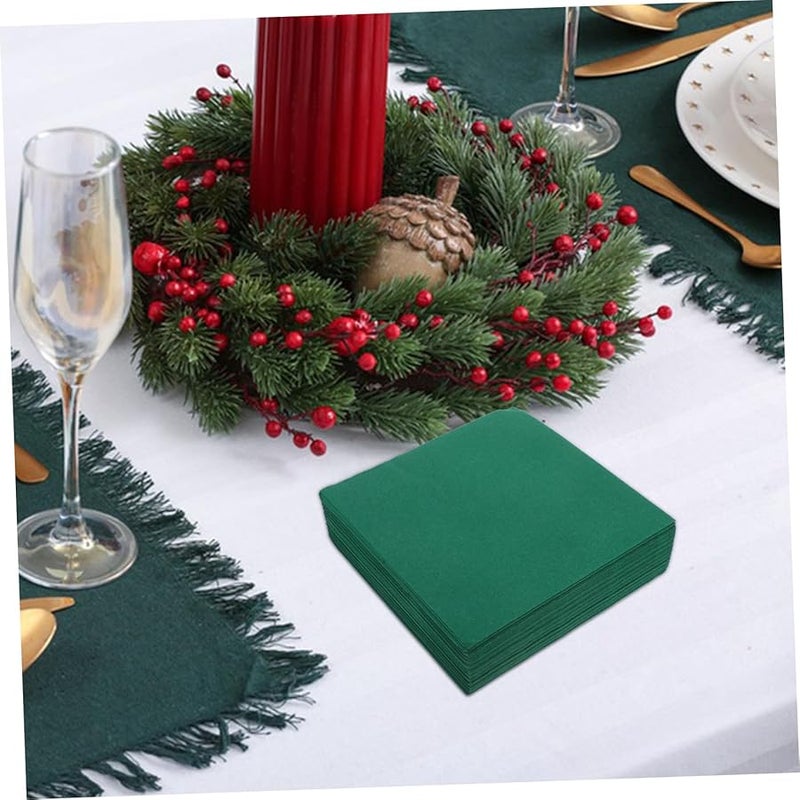 Beaupretty Dark Green Decorative Paper Napkins 50Pcs Soft Absorbent Disposable for Weddings Parties Events - Image 5