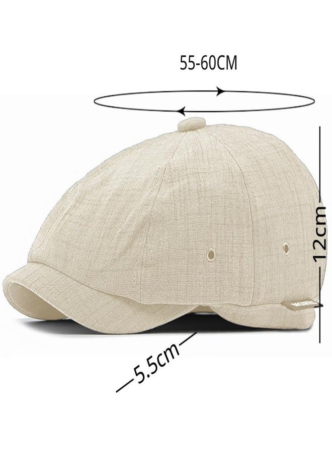 FASHIXD 8-Panel Newsboy Cap for Men Women - Summer Cotton Vintage Baker Boy Hat, Classic Unisex Flat Top for Outdoor Daily (US, Alpha, One Size, Beige) - Image 4