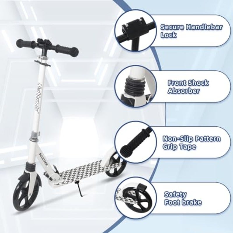 Kick Scooter for 6+ Years Teens Adults - 220LB Weight Capacity Front Shock Absorber and Adjustable Handlebar - Smooth Ride with 8" Sturdy Wheels Ideal for Outdoor Sports - Image 2