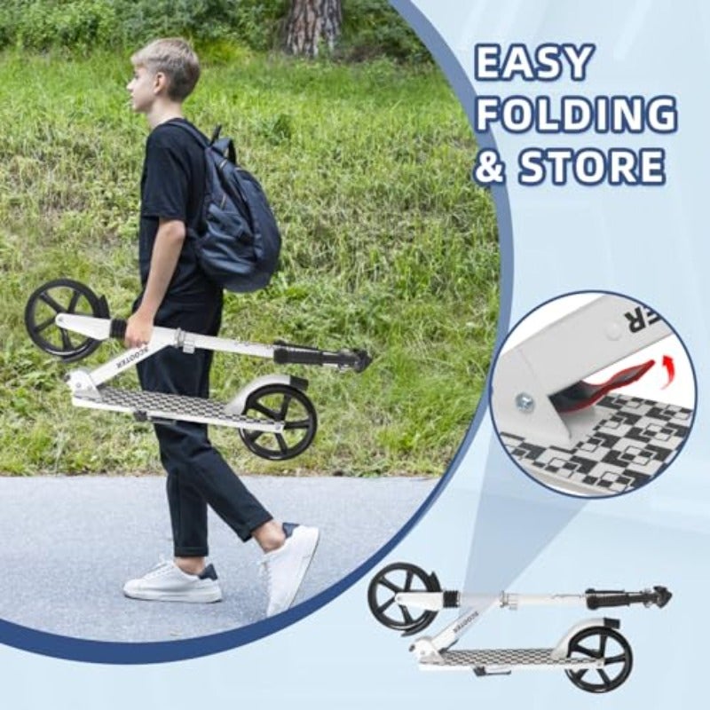 Kick Scooter for 6+ Years Teens Adults - 220LB Weight Capacity Front Shock Absorber and Adjustable Handlebar - Smooth Ride with 8" Sturdy Wheels Ideal for Outdoor Sports - Image 4