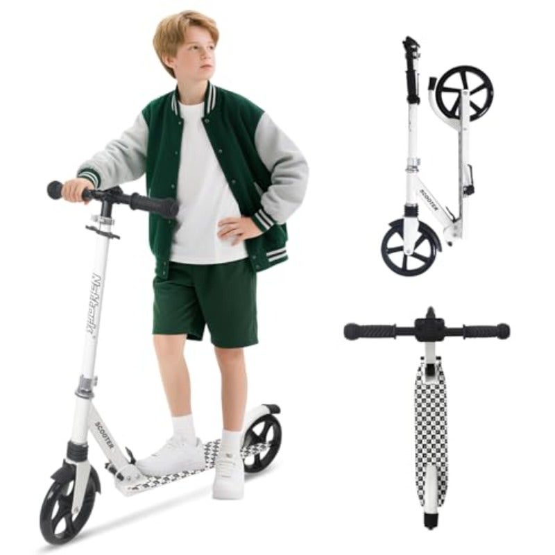 Kick Scooter for 6+ Years Teens Adults - 220LB Weight Capacity Front Shock Absorber and Adjustable Handlebar - Smooth Ride with 8" Sturdy Wheels Ideal for Outdoor Sports - Image 1
