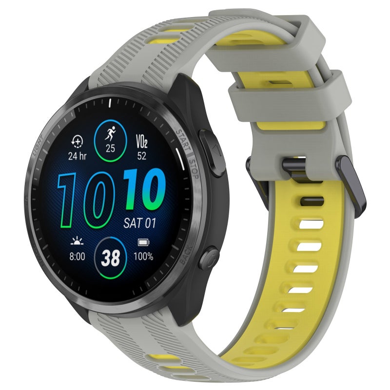 إيروريكس سوار ساعة Garmin Forerunner 965 الرياضي ثنائي اللون من السيليكون (رمادي + أصفر) - Image 1