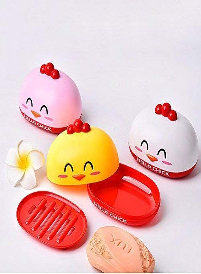 Flywind Soap Dish Holder for Kids, Bathroom Soap Stand Chick Soap Holder Cartoon Plastic Soap Dish Plate Soap Boxs Bathroom Accessories (White) - Image 5