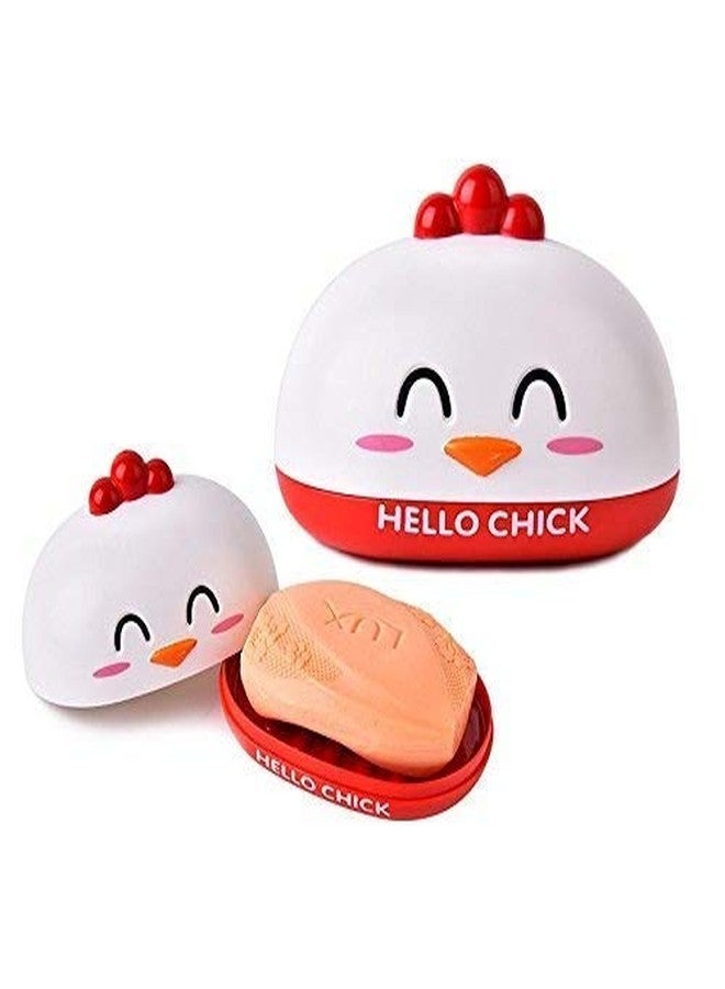 Flywind Soap Dish Holder for Kids, Bathroom Soap Stand Chick Soap Holder Cartoon Plastic Soap Dish Plate Soap Boxs Bathroom Accessories (White) - Image 1