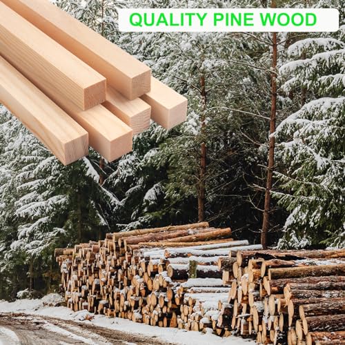 Coowayze Square Wooden Dowel Rods, 6 PCS 1" x 15" Square Wood Dowels Wooden Sticks for Crafting, Unfinished Hardwood Sticks Wooden Strips for Woodworking, Crafting, Arts and DIYers, Home Decor, Model Making - Image 5