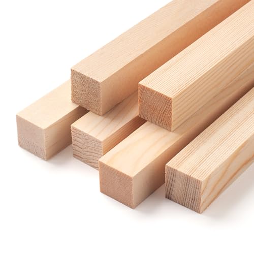 Coowayze Square Wooden Dowel Rods, 6 PCS 1" x 15" Square Wood Dowels Wooden Sticks for Crafting, Unfinished Hardwood Sticks Wooden Strips for Woodworking, Crafting, Arts and DIYers, Home Decor, Model Making - Image 1