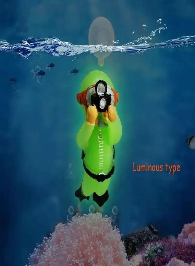 GARTIG Aquarium Glow in Dark Decorative Accessories Items Floating Diver Small Artificial Moving Toys for Fish Tank Decoration in Home with Thin Line and Suspended Ball - 2pcs (Fluorescent Green + Orange) - Image 3