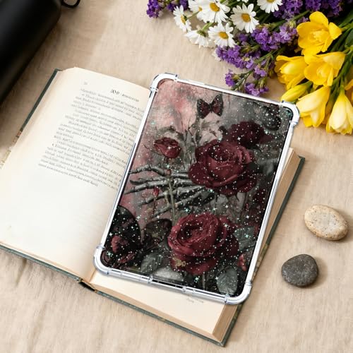 Rngmsi Insert Cardstock for Clear Case - 12Pcs Dark Romance Cardstock Inserts Compatible with Kindle Paperwhite 11th-12th, 50Pcs Rose Skeleton Stickers for E-Reader Clear Back Cover Accessories - Image 5