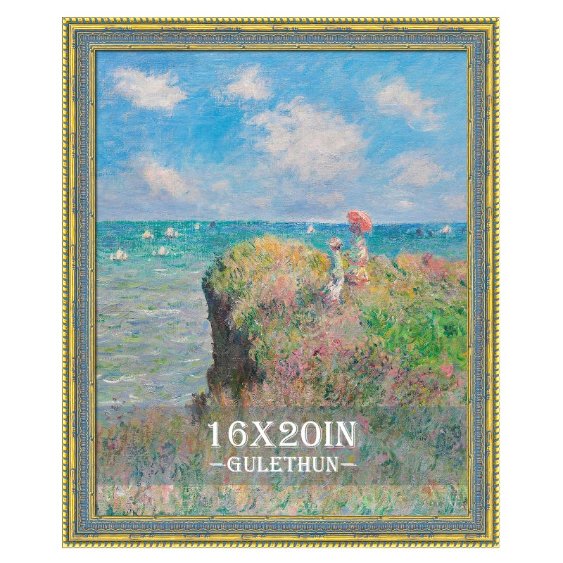 GULETHUN 16x20 Picture Frame Gold - Vintage Photo Frame 16 by 20, Retro Home Decor Wall Hanging Gallery Frames, Sturdy, Plexiglass, Ornate Gold Raised Poster Frame for Vertical & Horizontal Display - Image 1