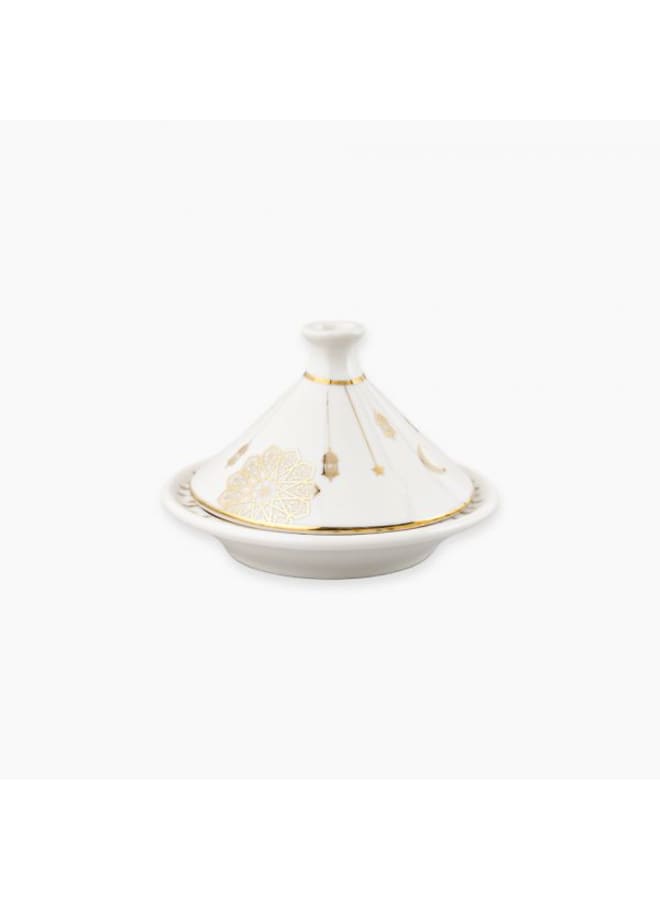 Zinnia Rosa By Zinnia Porcelain Decorations Tamreya Dish With Lid, 15 Cm Size, Golden