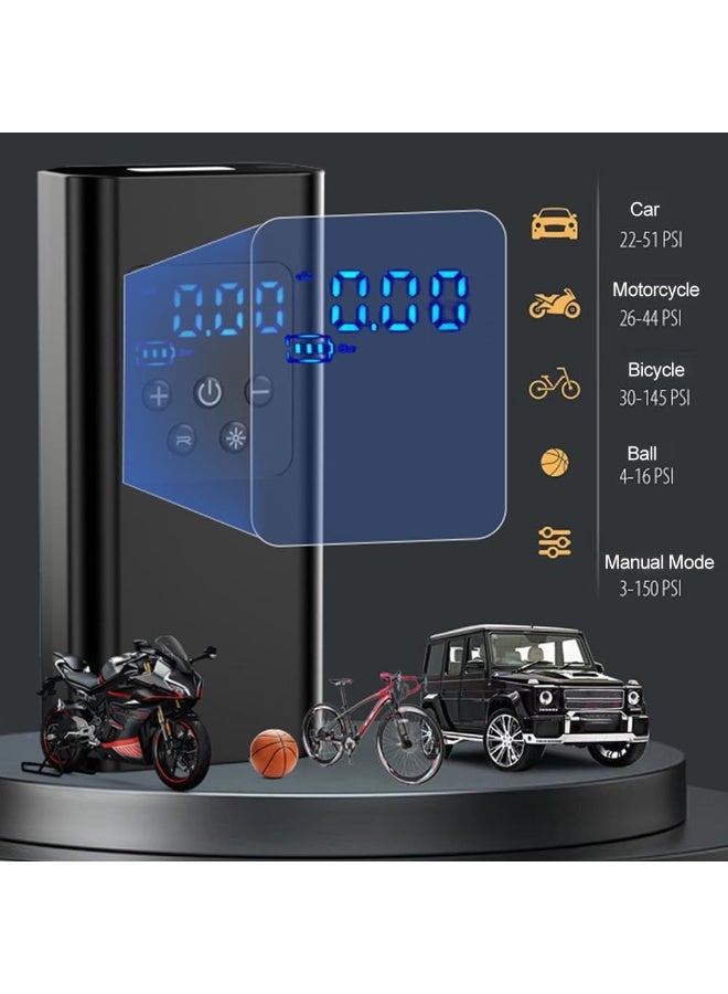 Arabest Car Air Pump, 150PSI Portable Tire Inflator Portable Air Compressor with LED Light, 4 Preset Inflation Modes Air Pump for Car Motocycle,Bike Pump,Ball Pump (6000mAh) - Image 4