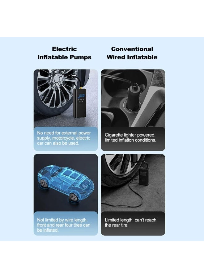 Arabest Car Air Pump, 150PSI Portable Tire Inflator Portable Air Compressor with LED Light, 4 Preset Inflation Modes Air Pump for Car Motocycle,Bike Pump,Ball Pump (6000mAh) - Image 3
