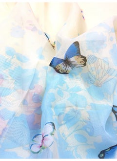 Lightweight Beach Accent Scarf Fashion Flower Print Shawl Head Wrap For Women For Spring Summer Season (Beige/Blue Butterfly) - pzsku/Z5920349AEA6BF7B69998Z/45/_/1735566611/72f02136-6633-4943-abb8-327ffb65ba6a