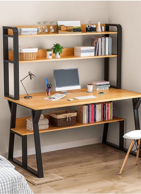 Home Office Desk Laptop Table Multi-layer Computer Table with Storage Rack