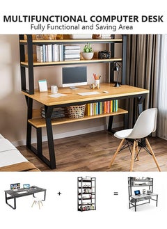 Occuwzz Home Office Desk Laptop Table Multi-layer Computer Table with Storage Rack  - Image 3