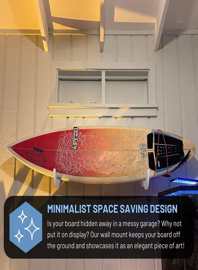 Hang 11’ Surfboard Wall Mount - Surf Board Wall Hangers, Beautiful Sustainable Wooden Surfboard Rack, The Perfect Surfboard Wall Hanger to Display Your Board, Horizontal Surfboard Mount Holder (White) - Image 2