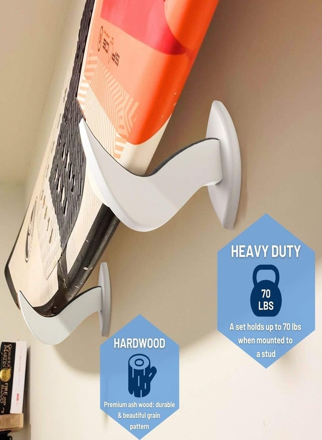 Hang 11’ Surfboard Wall Mount - Surf Board Wall Hangers, Beautiful Sustainable Wooden Surfboard Rack, The Perfect Surfboard Wall Hanger to Display Your Board, Horizontal Surfboard Mount Holder (White) - Image 4