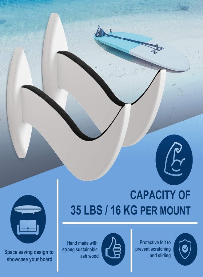 Hang 11’ Surfboard Wall Mount - Surf Board Wall Hangers, Beautiful Sustainable Wooden Surfboard Rack, The Perfect Surfboard Wall Hanger to Display Your Board, Horizontal Surfboard Mount Holder (White) - Image 3