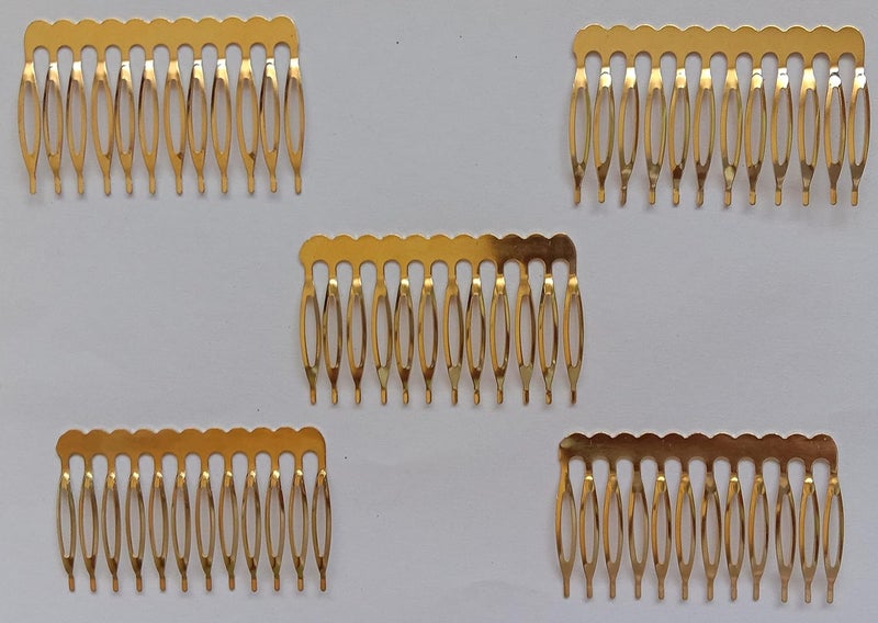 12 teeth sheet metal made golden colour Thin Side Comb Hair Clip Hairpin Slides Accessories for Girls heyar decoration (m 12 teeth, 6)