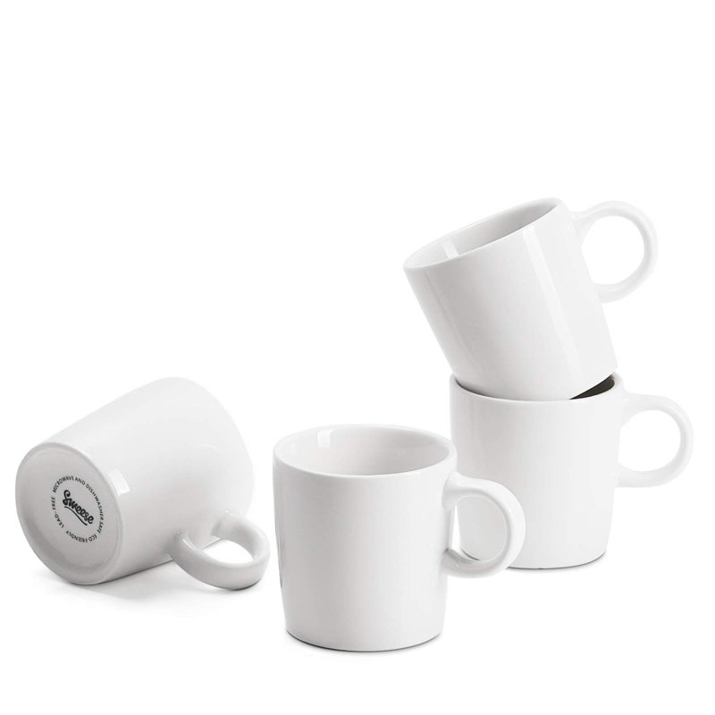 Sweese 3.5oz Porcelain Espresso Cups Set of 4, Mini Coffee Mugs Demitasse Cups - White - Image 1